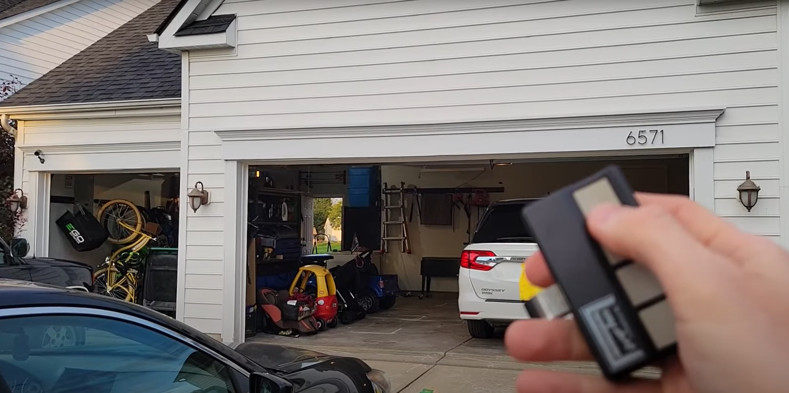 Broken garage door before repair in Hilliard, Ohio